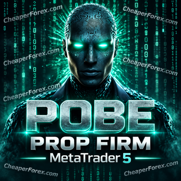 POBE Prop Firm MT5 promotional artwork with CheaperForex.com watermarks.