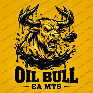 Oil Bull EA MT5 black bull on gold with CheaperForex.com watermarks