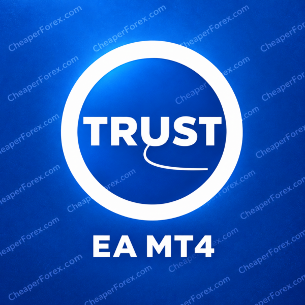 Trust EA MT4 blue circular logo with CheaperForex.com watermarks