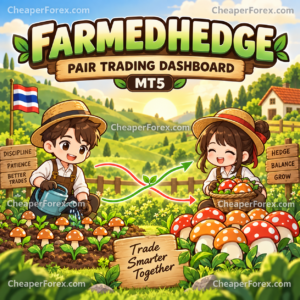 FarmedHedge Pair Trading Dashboard MT5 farming cover with CheaperForex.com watermarks