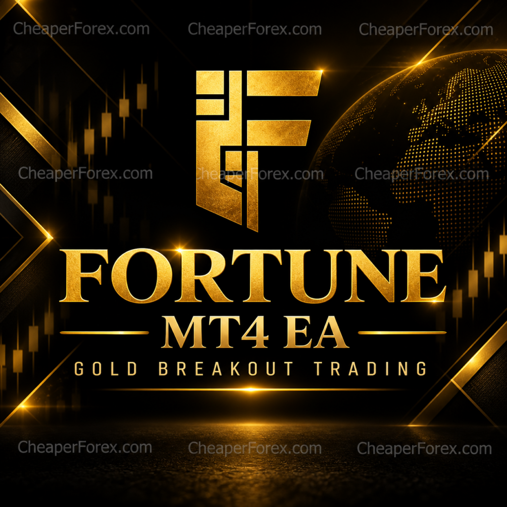 Fortune MT4 gold monogram promotional cover with CheaperForex.com watermarks