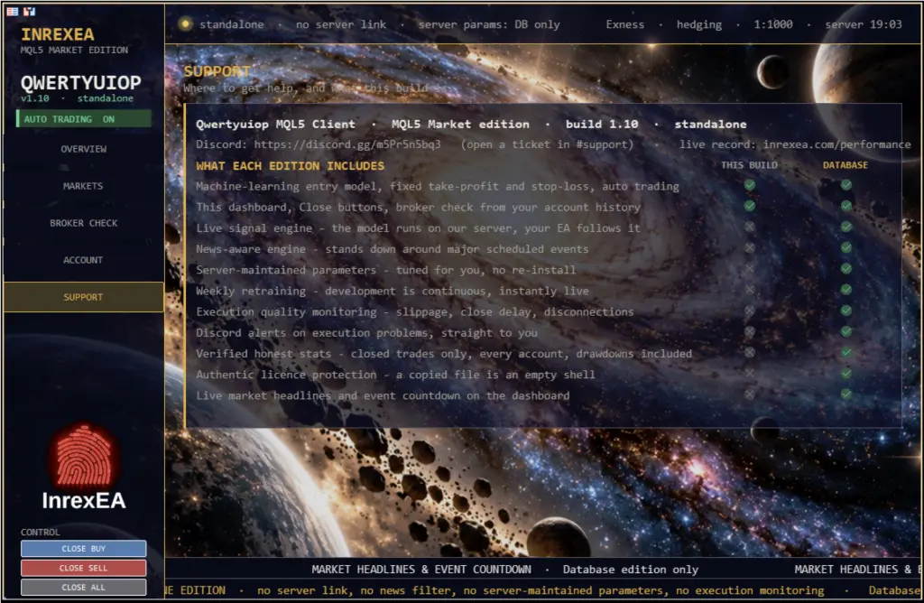 Developer edition comparison: standalone v1.10 versus the separate Database edition.