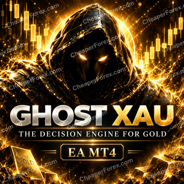 Ghost XAU EA MT4 hooded gold figure with CheaperForex.com watermarks