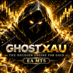 Ghost XAU EA MT5 hooded gold figure with CheaperForex.com watermarks