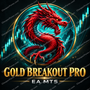 Gold Breakout PRO EA MT5 red dragon cover with CheaperForex.com watermarks