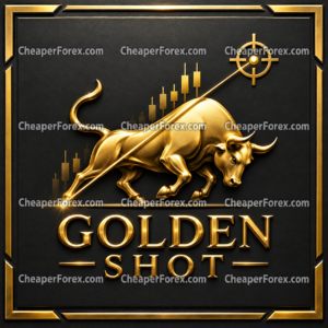 GoldenShot MT5 EA gold bull cover with CheaperForex.com watermarks