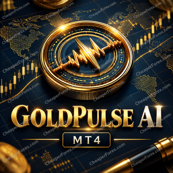 GoldPulse AI EA MT4 promotional artwork with CheaperForex.com watermarks