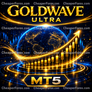 GoldWave Ultra MT5 gold globe cover with repeated CheaperForex watermarks