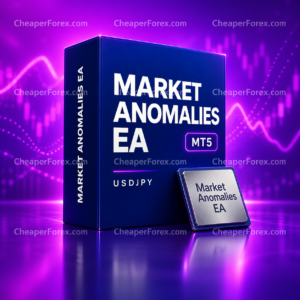 Market Anomalies EA MT5 purple software-box artwork with CheaperForex.com watermarks