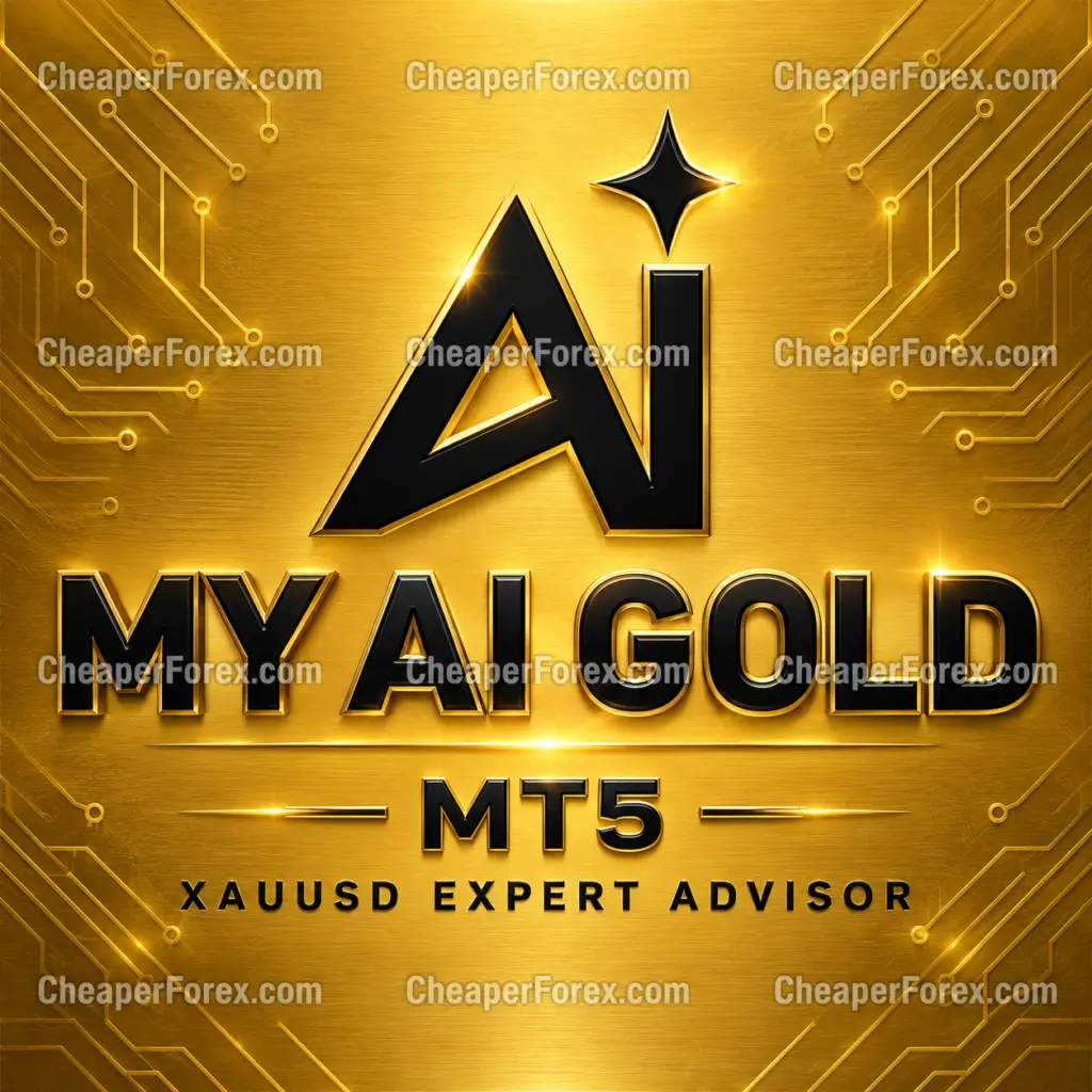 My AI Gold MT5 gold and black cover with CheaperForex.com watermarks