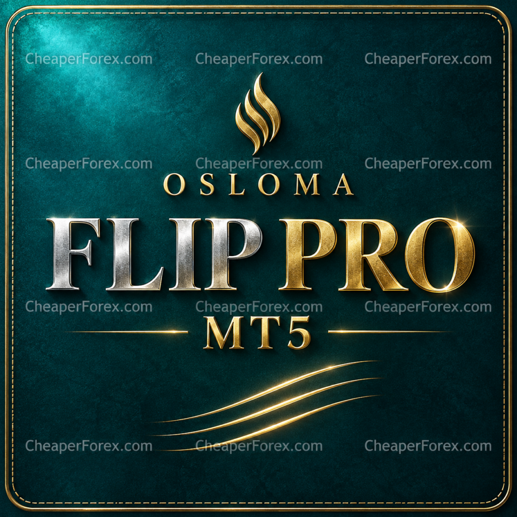 Osloma FlipPro MT5 teal and gold promotional cover with CheaperForex watermarks