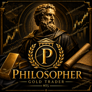 Philosopher EA MT5 promotional artwork with CheaperForex.com watermarks