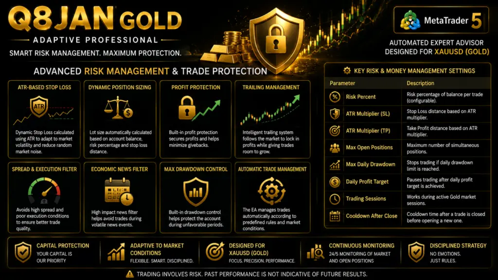 Q8JAN Gold Adaptive Professional developer feature and trading illustration