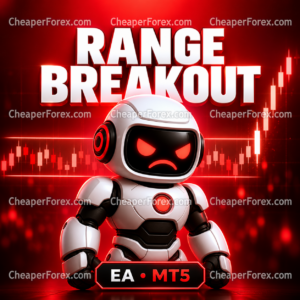 Range Breakout EA MT5 red robot cover with CheaperForex watermarks