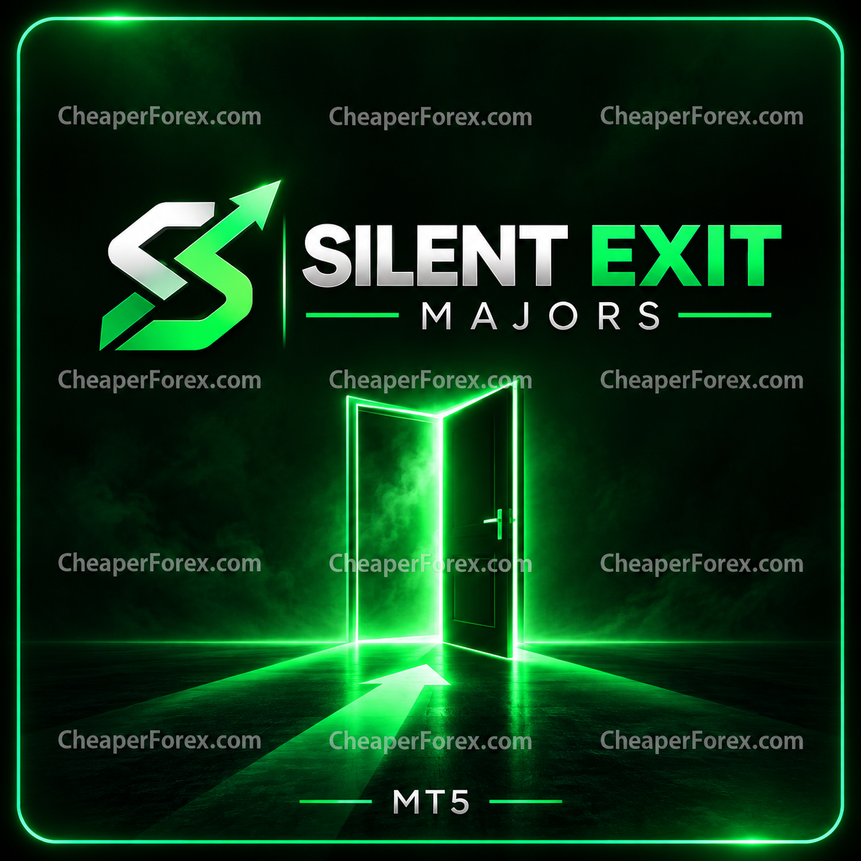 Silent Exit MT5 EA cover artwork with repeated CheaperForex.com watermarks