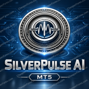 SilverPulse AI EA MT5 promotional artwork with CheaperForex.com watermarks