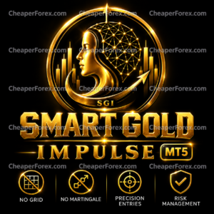 Smart Gold Impulse MT5 gold profile emblem with repeated CheaperForex watermarks
