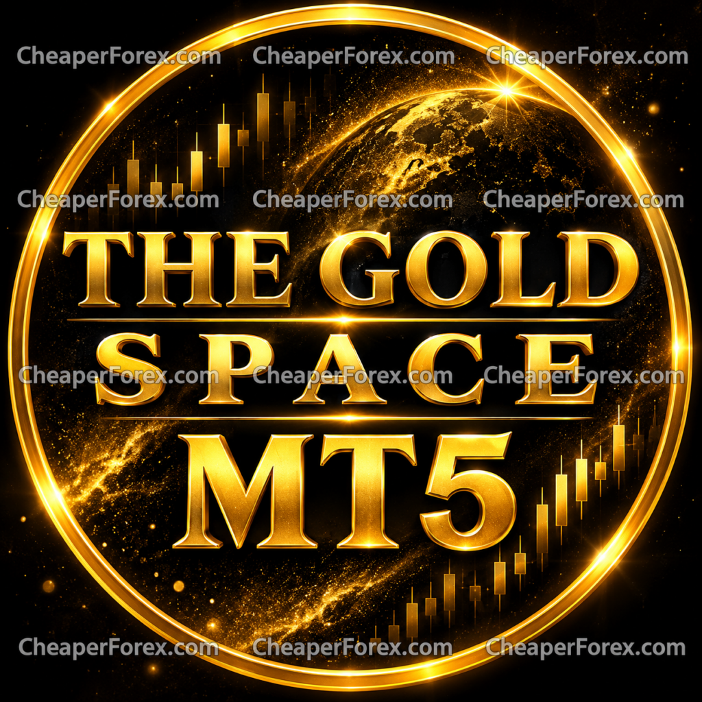 The Gold Space MT5 gold and black cover with CheaperForex watermarks