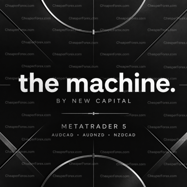 The Machine by New Capital MT5 black and silver cover with CheaperForex.com watermarks