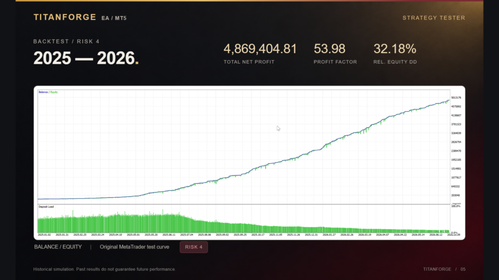 TitanForge 2025–2026 Risk 4 backtest curve