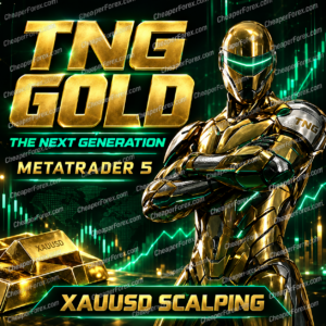 TNG Gold MT5 gold robot and emerald accents with CheaperForex.com watermarks