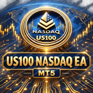 US100 Nasdaq EA MT5 promotional artwork with CheaperForex.com watermarks