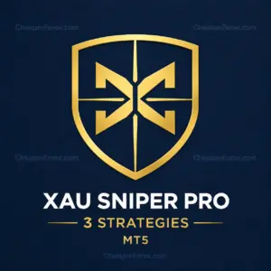 XAU Sniper Pro MT5 gold shield on a deep navy background