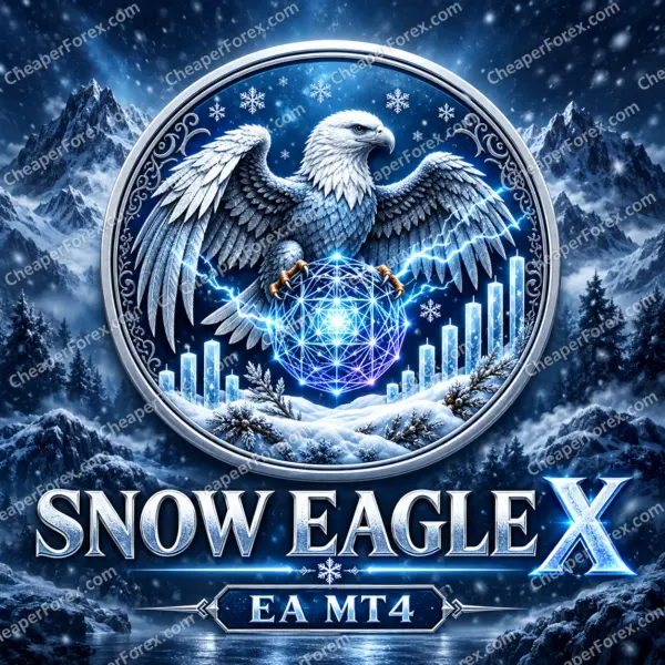 Snow Eagle X EA MT4 promotional cover with CheaperForex.com watermarks