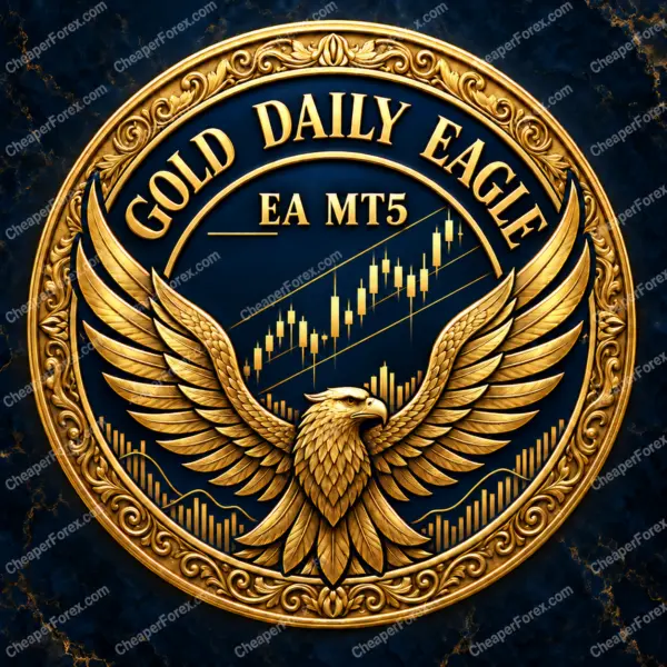Gold Daily Eagle EA MT5 promotional cover with CheaperForex.com watermarks