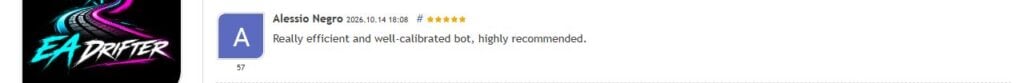 Genuine excerpt of Alessio Negro’s 14 October 2026 MQL5 Drifter review