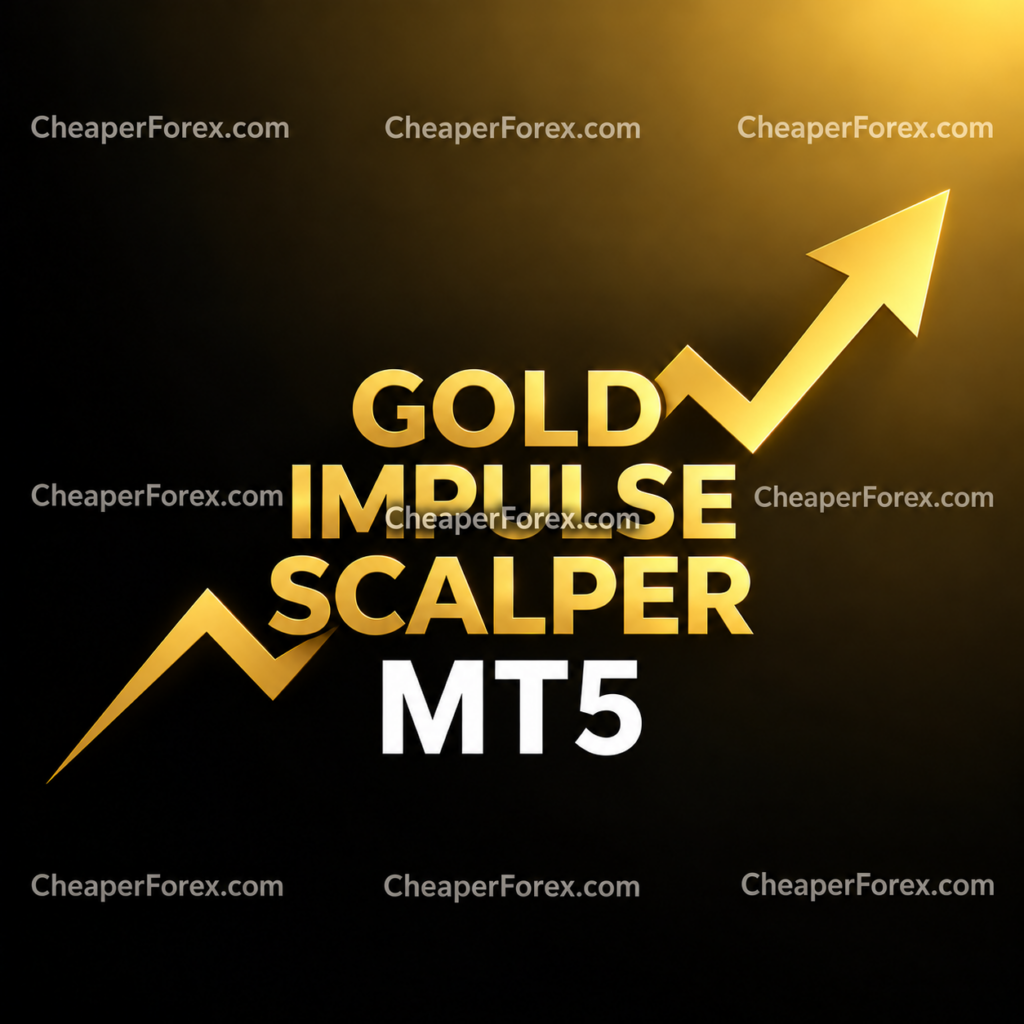 Gold Impulse Scalper EA MT5 promotional cover with repeated CheaperForex.com watermarks
