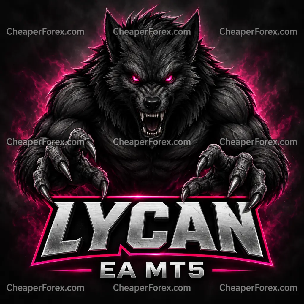 Lycan EA MT5 promotional cover with repeated CheaperForex.com watermarks