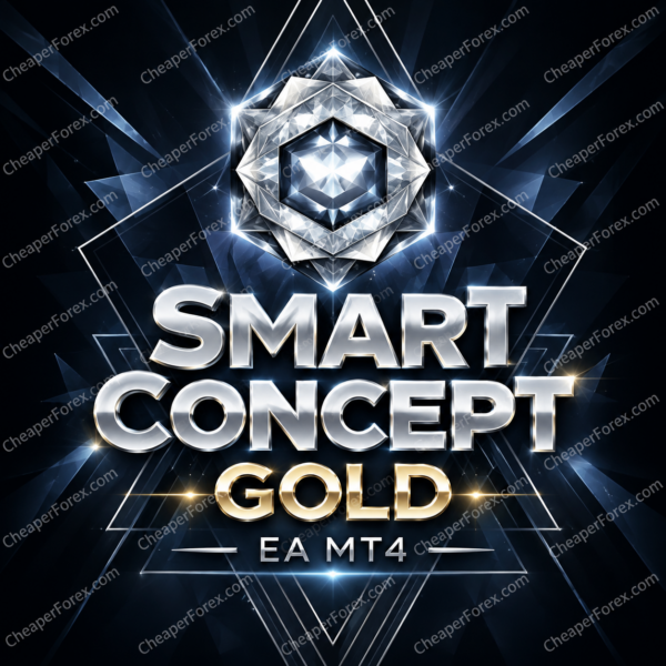 Smart Concept Gold EA MT4 promotional artwork with repeated CheaperForex.com watermarks