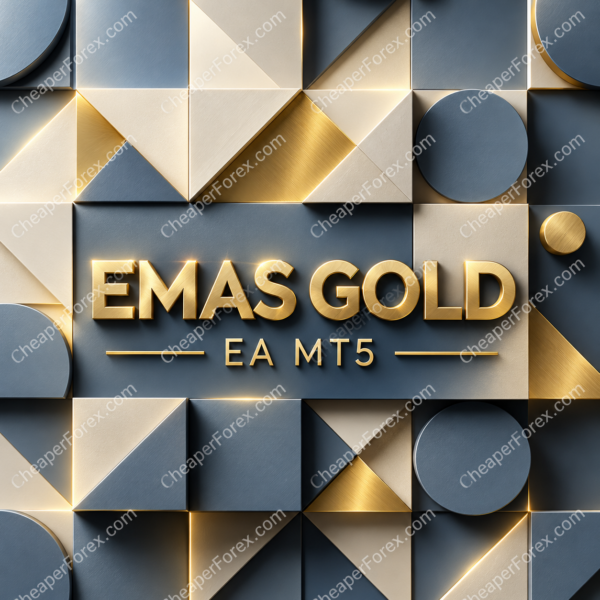 Emas Gold EA MT5 promotional artwork with repeated CheaperForex.com watermarks