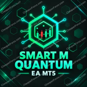 Smart M Quantum EA MT5 promotional artwork with repeated CheaperForex.com watermarks