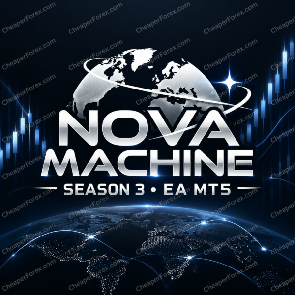 Nova Machine Season 3 EA MT5 promotional artwork with repeated CheaperForex.com watermarks