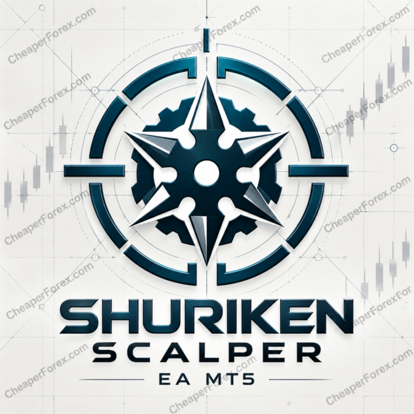 Shuriken Scalper EA MT5 promotional artwork with repeated CheaperForex.com watermarks