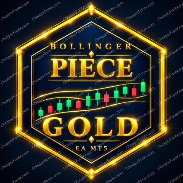 Bollinger Piece Gold EA MT5 promotional artwork with repeated CheaperForex.com watermarks