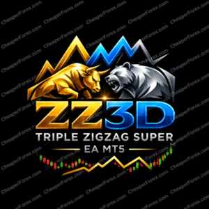 Triple ZigZag Super EA MT5 promotional cover with repeated CheaperForex.com watermarks
