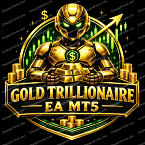 Gold Trillionaire EA MT5 promotional cover with repeated CheaperForex.com watermarks
