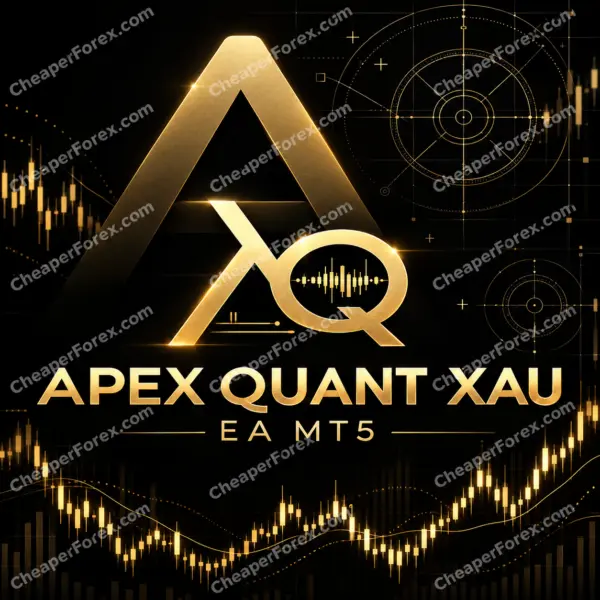 Apex Quant XAU EA MT5 promotional artwork with repeated CheaperForex.com watermarks