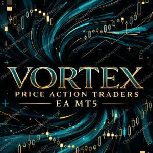 Vortex Traders Price Action EA MT5 promotional artwork with repeated CheaperForex.com watermarks