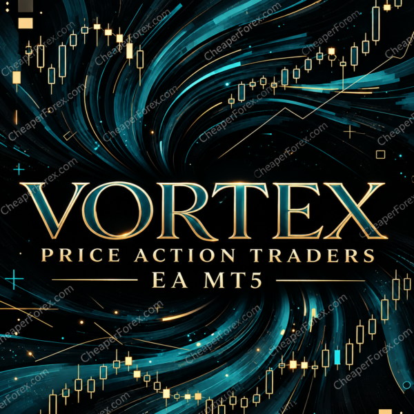 Vortex Traders Price Action EA MT5 promotional artwork with repeated CheaperForex.com watermarks