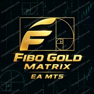 Fibo Gold Matrix EA MT5 promotional artwork with repeated CheaperForex.com watermarks