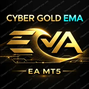 Cyber Gold EMA EA MT5 promotional artwork with repeated CheaperForex.com watermarks