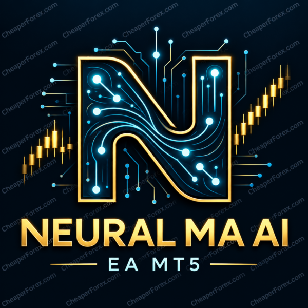 Neural MA AI EA MT5 promotional artwork with repeated CheaperForex.com watermarks