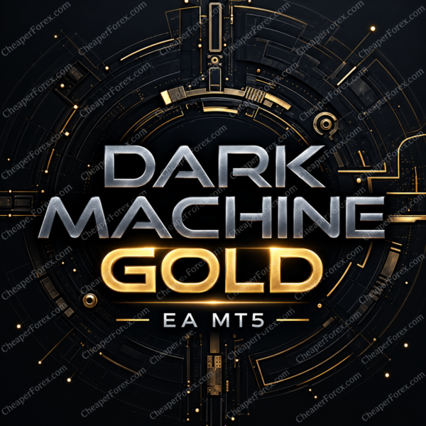 Dark Machine Gold EA MT5 promotional artwork with repeated CheaperForex.com watermarks