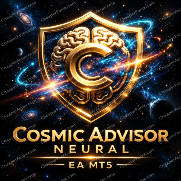 Cosmic Advisor Neural EA MT5 promotional artwork with repeated CheaperForex.com watermarks