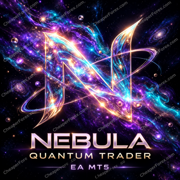 Nebula Quantum Trader EA MT5 promotional artwork with repeated CheaperForex.com watermarks