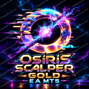 Osiris Scalper Gold EA MT5 promotional artwork with repeated CheaperForex.com watermarks